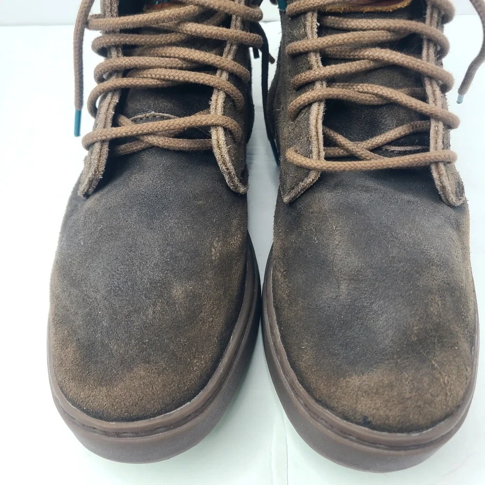 Satorisan Hida Spitfie Brown Suede Ankle Boots 44 10.5 Rustic Grunge Side Zip
